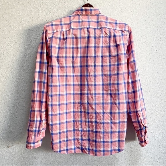 J. Crew Factory Pink Plaid Button Down Shirt Small - Picture 2 of 7